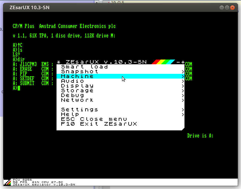 ZESarUX ejecutando un PCW8256