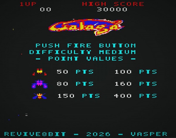 Galaga: las formaciones alienígenas vuelven a la carga en Amstrad CPC 1